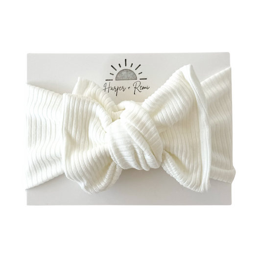 White | Ribbed Oversized Bow