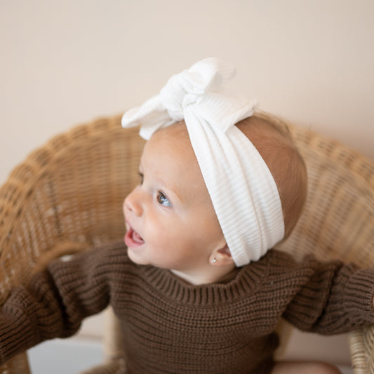 White Ribbed Baby Headband