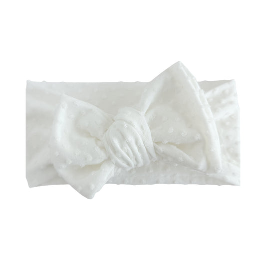 White Swiss Dots Baby Headband