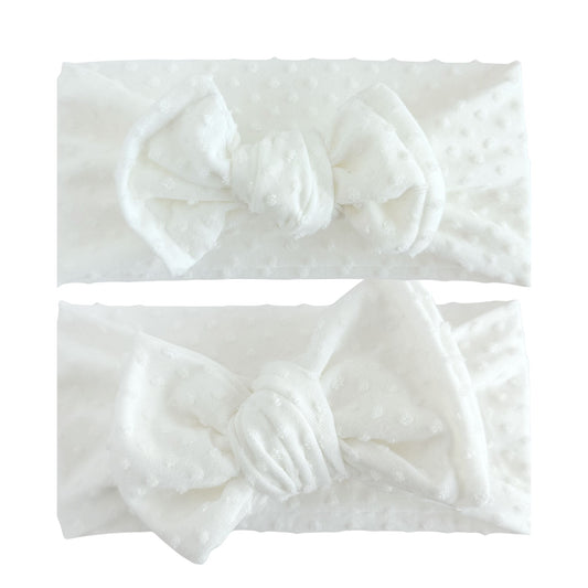 White Swiss Dots Baby Headband