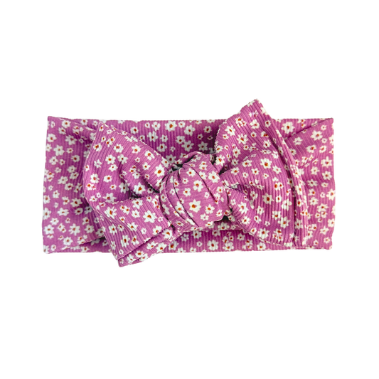 Ditzy Floral Ribbed Baby Headband (Winter Berry)