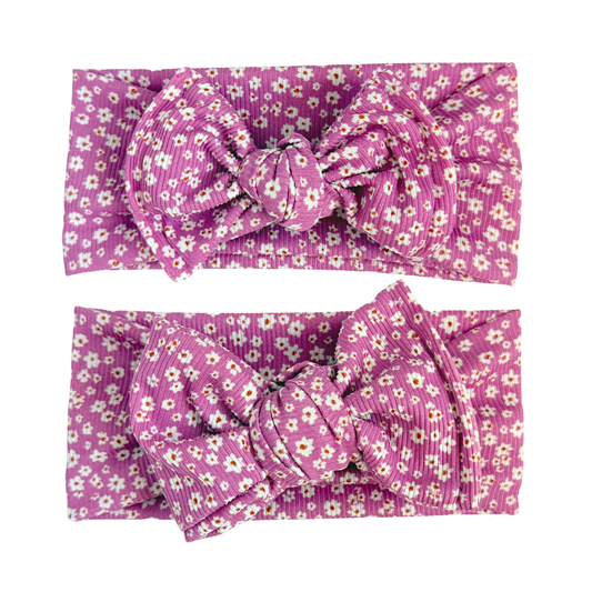 Ditzy Floral Ribbed Baby Headband (Winter Berry)