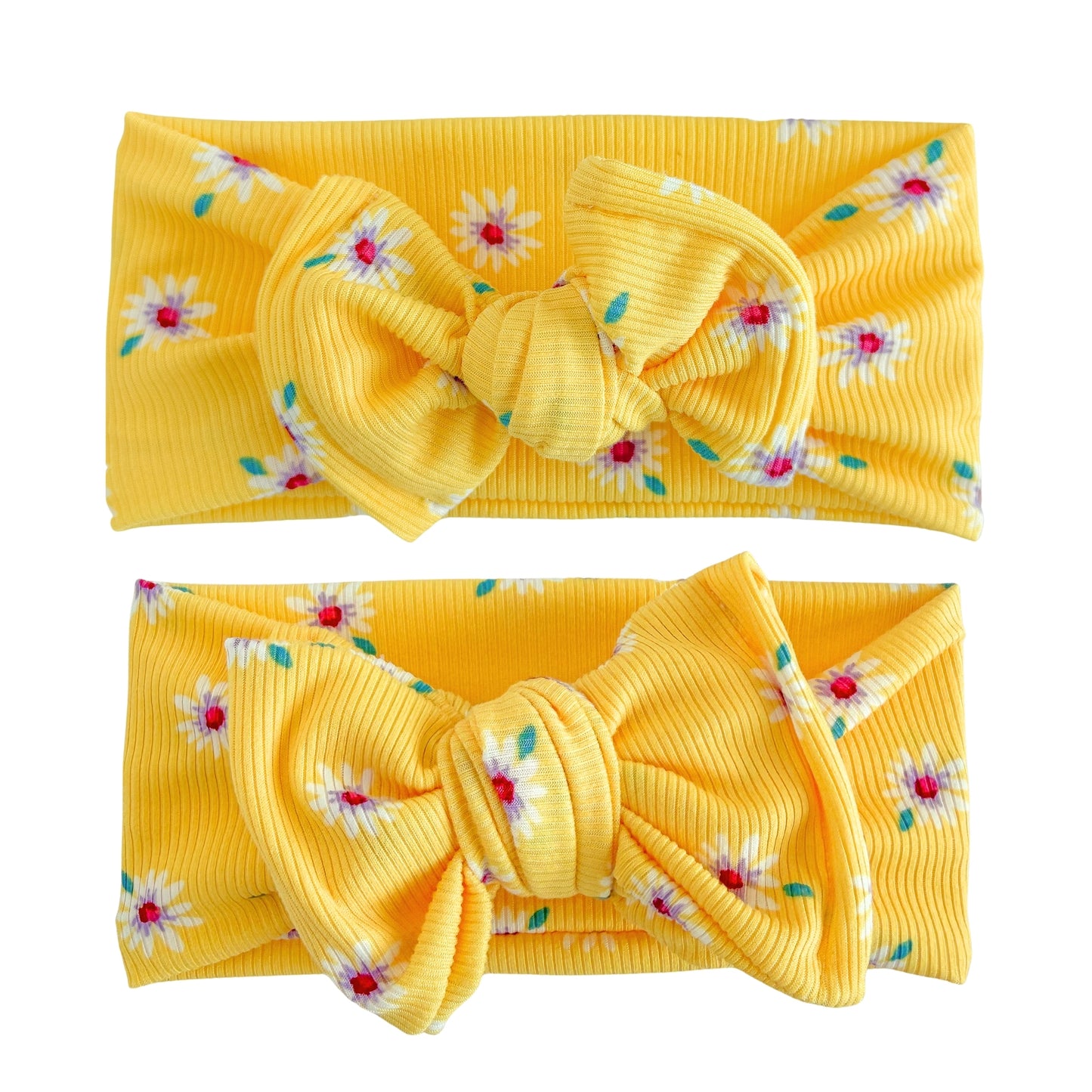 Yellow Daisies Ribbed Baby Headband