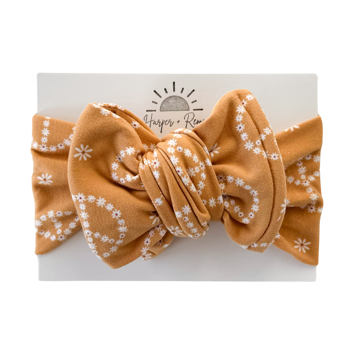 Marigold Peace Signs | Brushed Oversized Bow